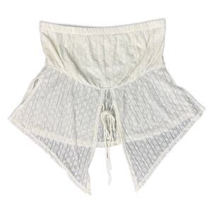 What Lo Wants White Flower Lace Elaine Bandeau Split Tie Front Tube Top size 3X
